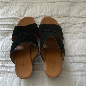 UGG Women's Black and Tan Mules